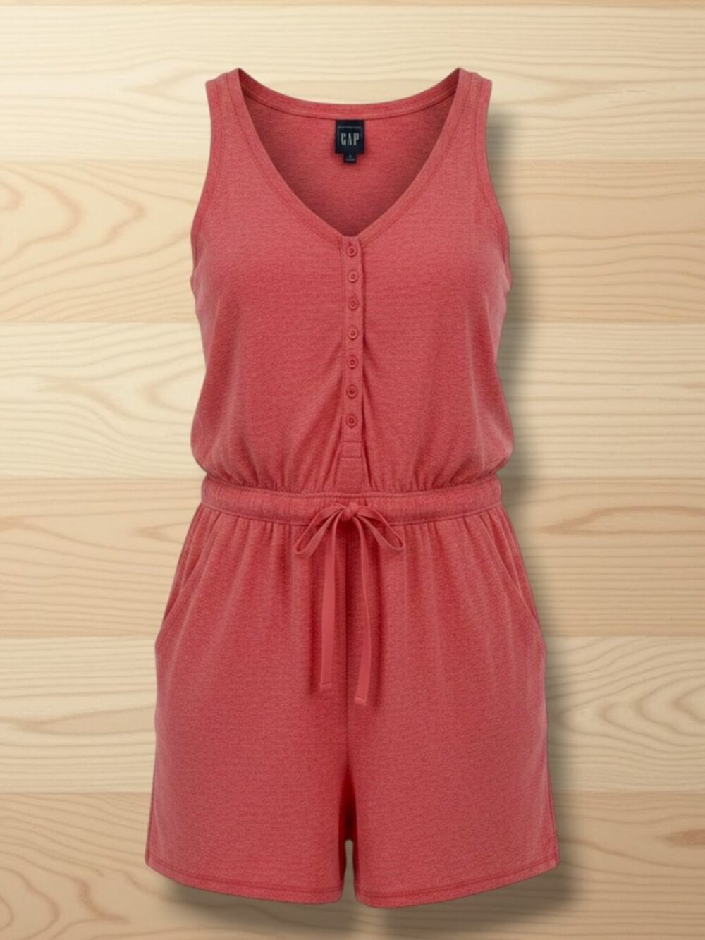 GAP NWT Peach Sleeveless Henley Drawstring Shorts Romper S